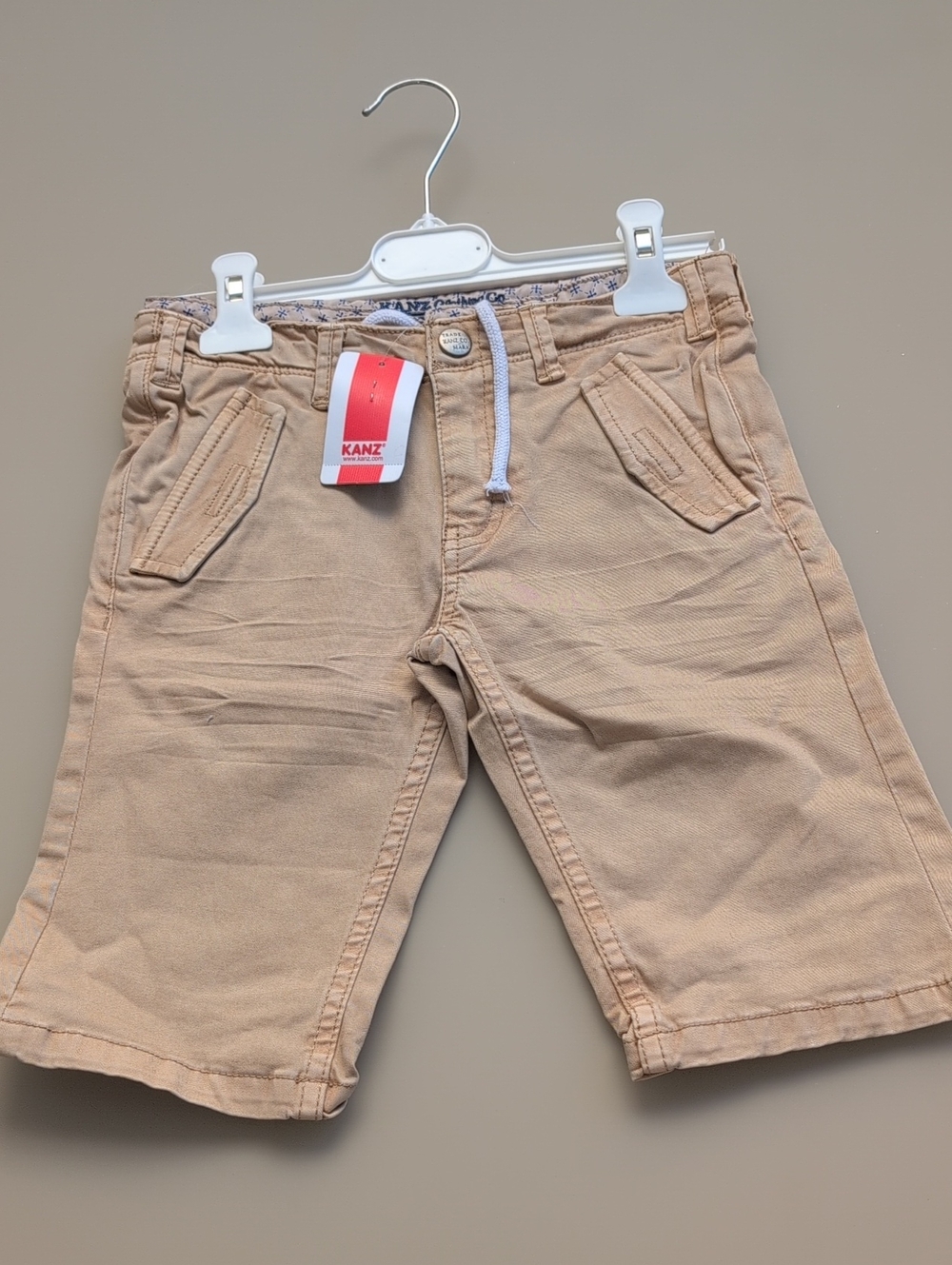 Kanz Beige Kids Cotton Drawstring Shorts